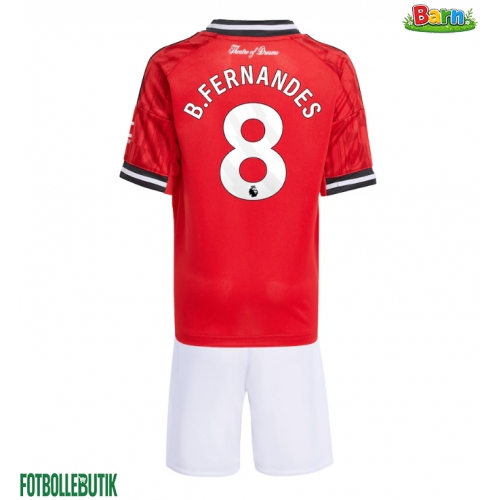 Manchester United Bruno Fernandes #8 Hemmaställ Barn 2025-26 Kortärmad (+ Korta byxor)